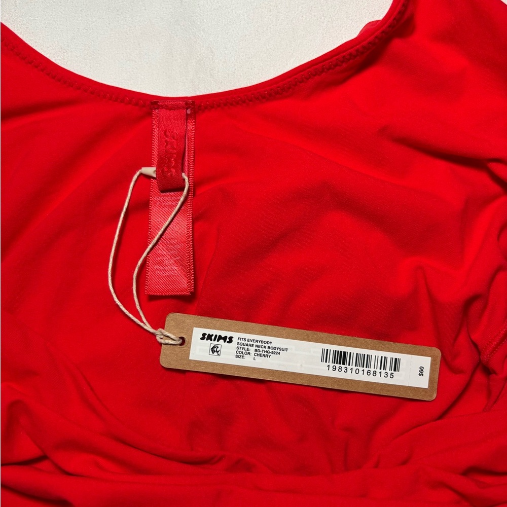 SKIMS Square Neck Red Bodysuit
